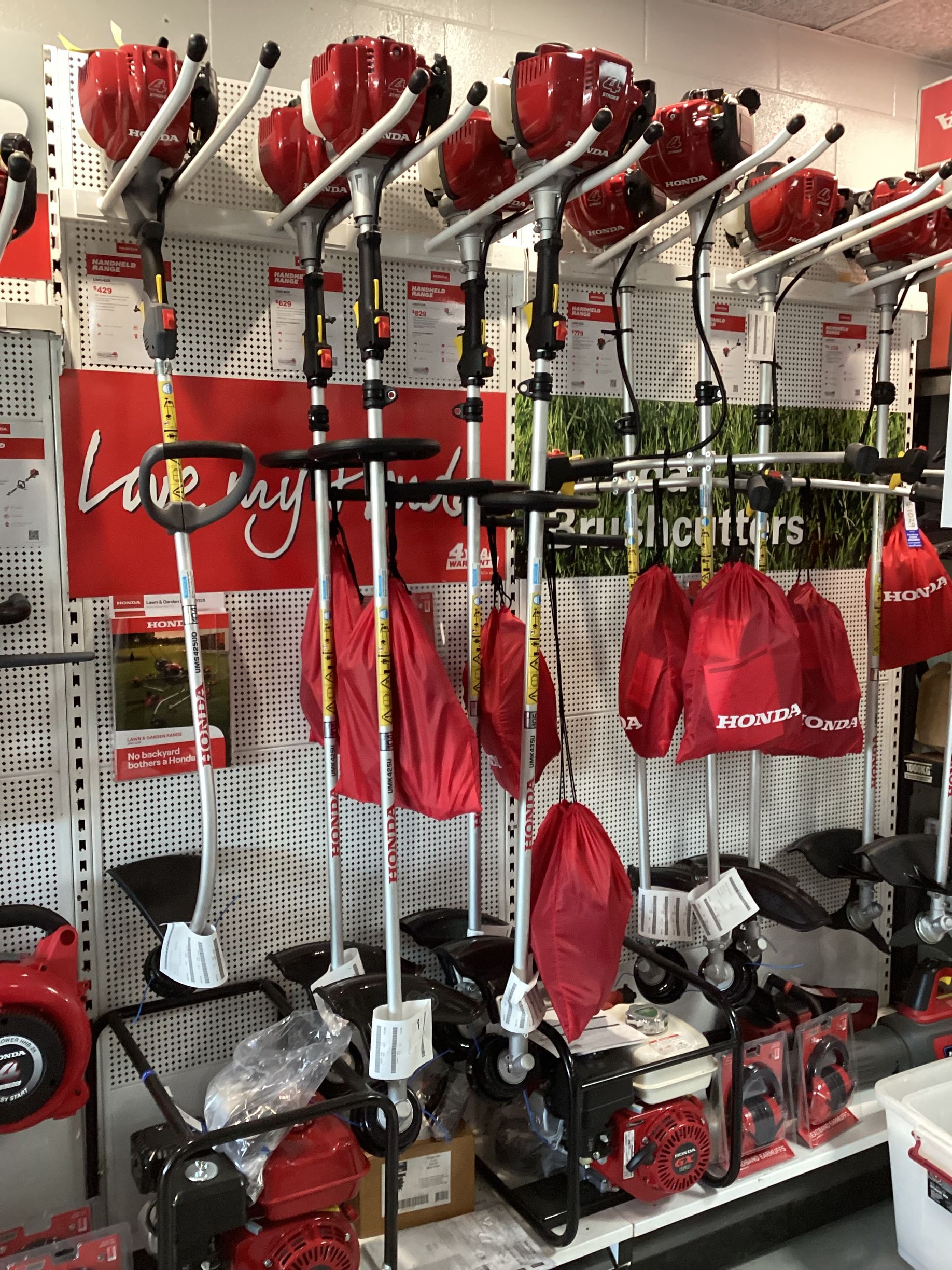 Honda brushcutters and small engine equipment on display in Bowen